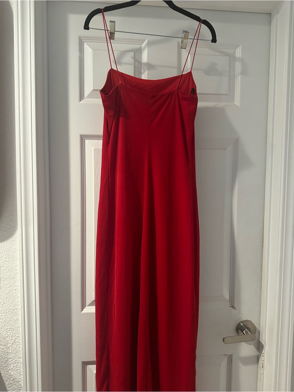 Elegant Red Slip Dress with Spaghetti Straps